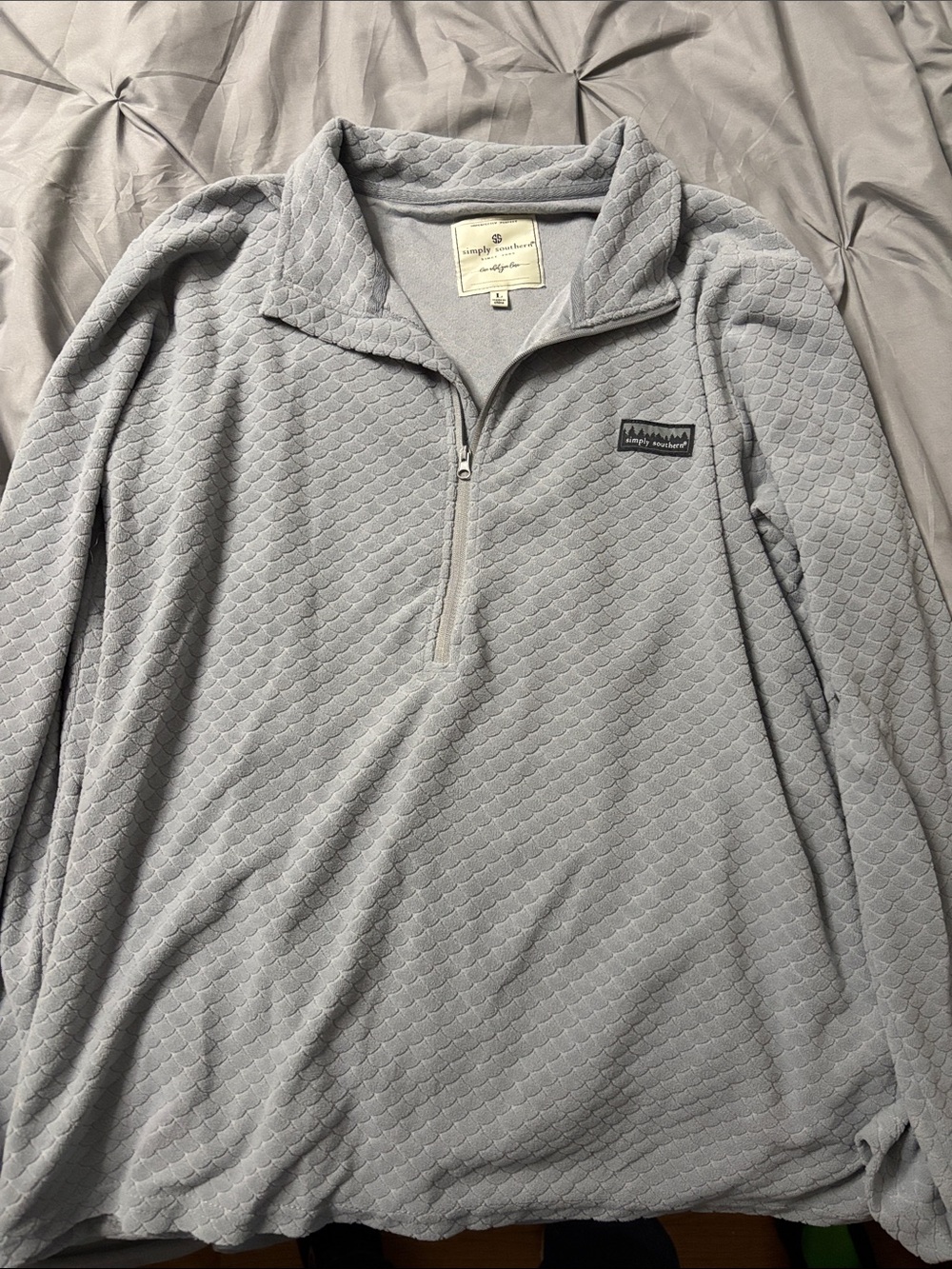 Simply Southern women’s Light Gray Half-Zip Pullover Sweater